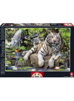 Puzzle 1000 piezas Tigres Blancos de Bengala