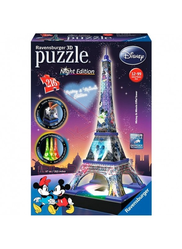 Torre Eiffel Disney con luz en 3D 216 pzs