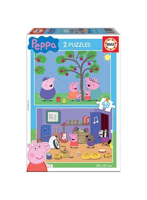 Puzzle 2x48 piezas Peppa Pig.