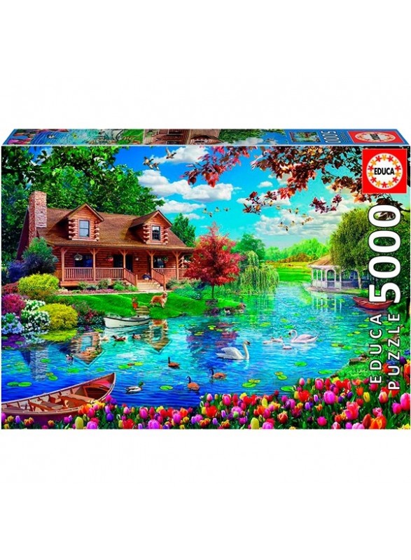 Puzzle 5000 piezas Casita en el lago