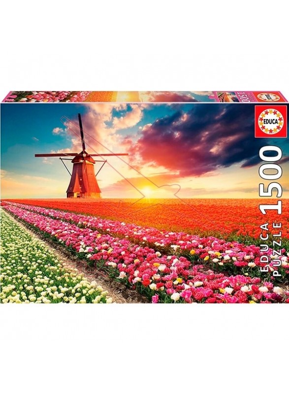 Puzzle 1500 piezas Paisaje de tulipanes